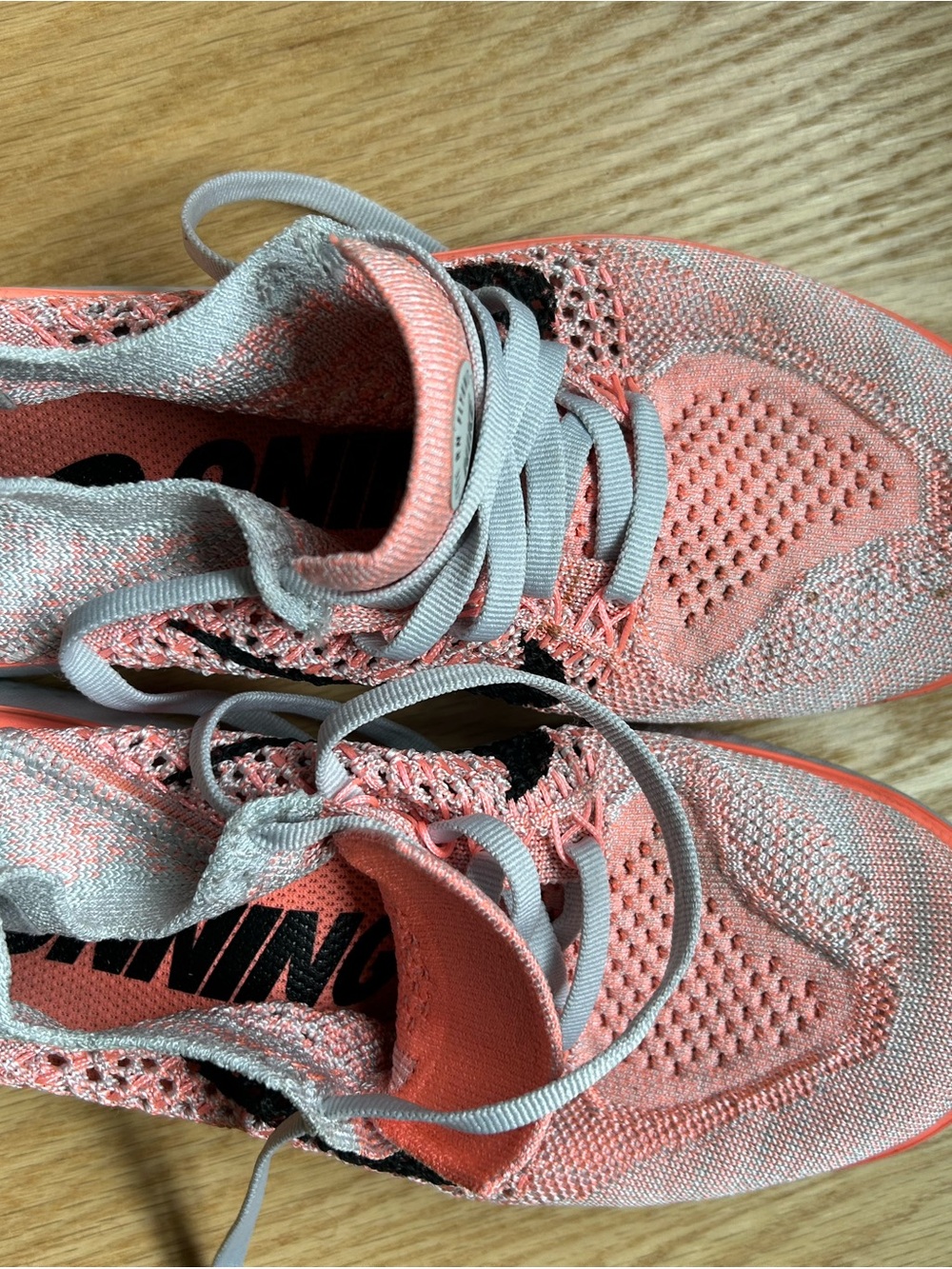 Nike Pink and Gray Knit Running Sneakers